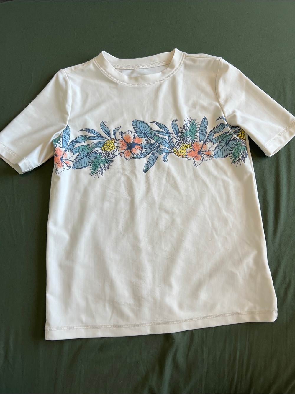 Boys OshKosh B'gosh White Short-Sleeve Tee with Tropical Floral Band Size 8